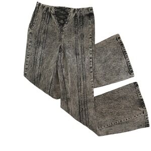 PRETTYLITTLETHING‎ Womens Gray Acid Wash Lace Up Flare Jeans Size 6 Tall Alt Y2K